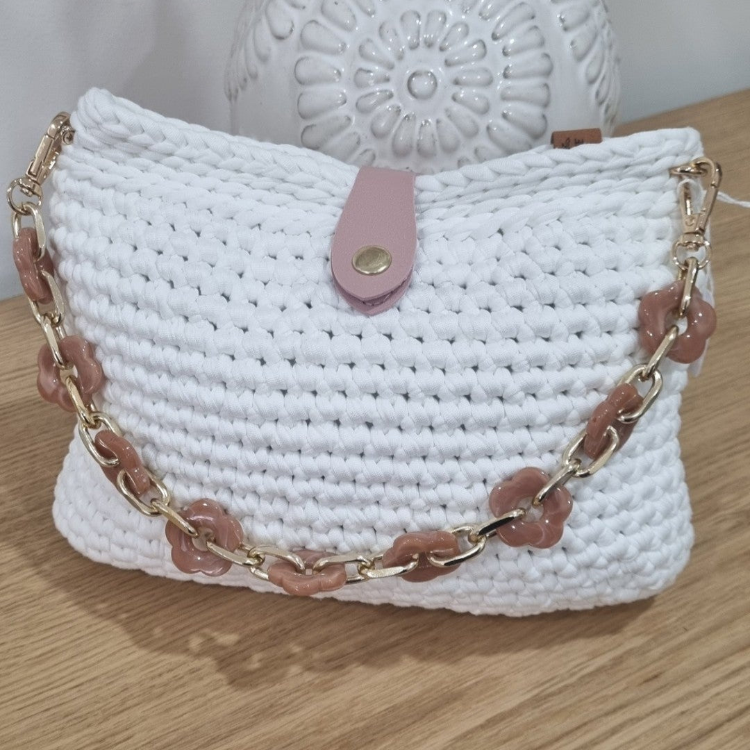 Coastal Loops – Handmade Crochet Shoulder Bag (Ivory Blush)