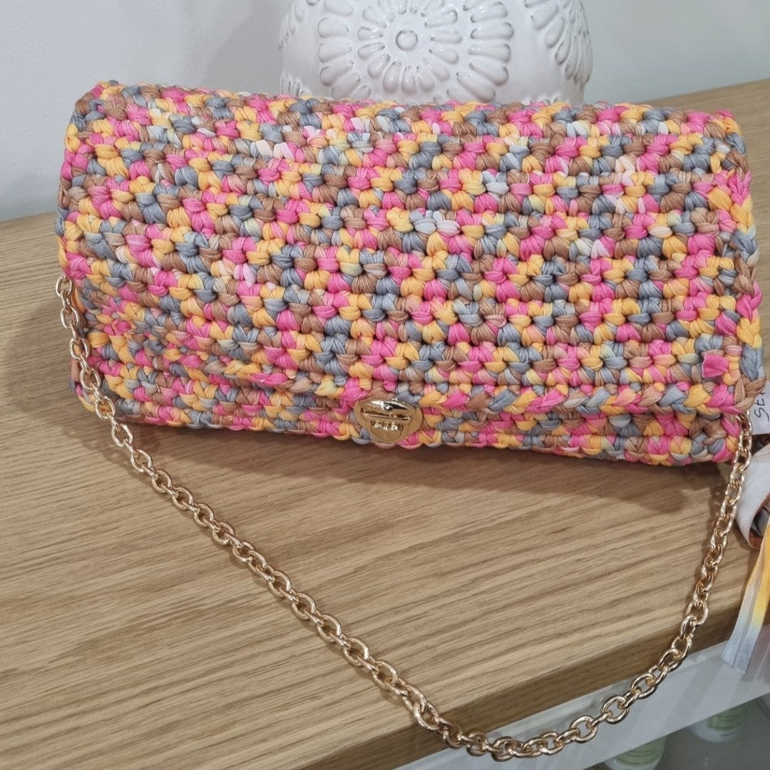 Coastal Loops – Handmade Crochet Shoulder Bag (Sunset Fiesta)