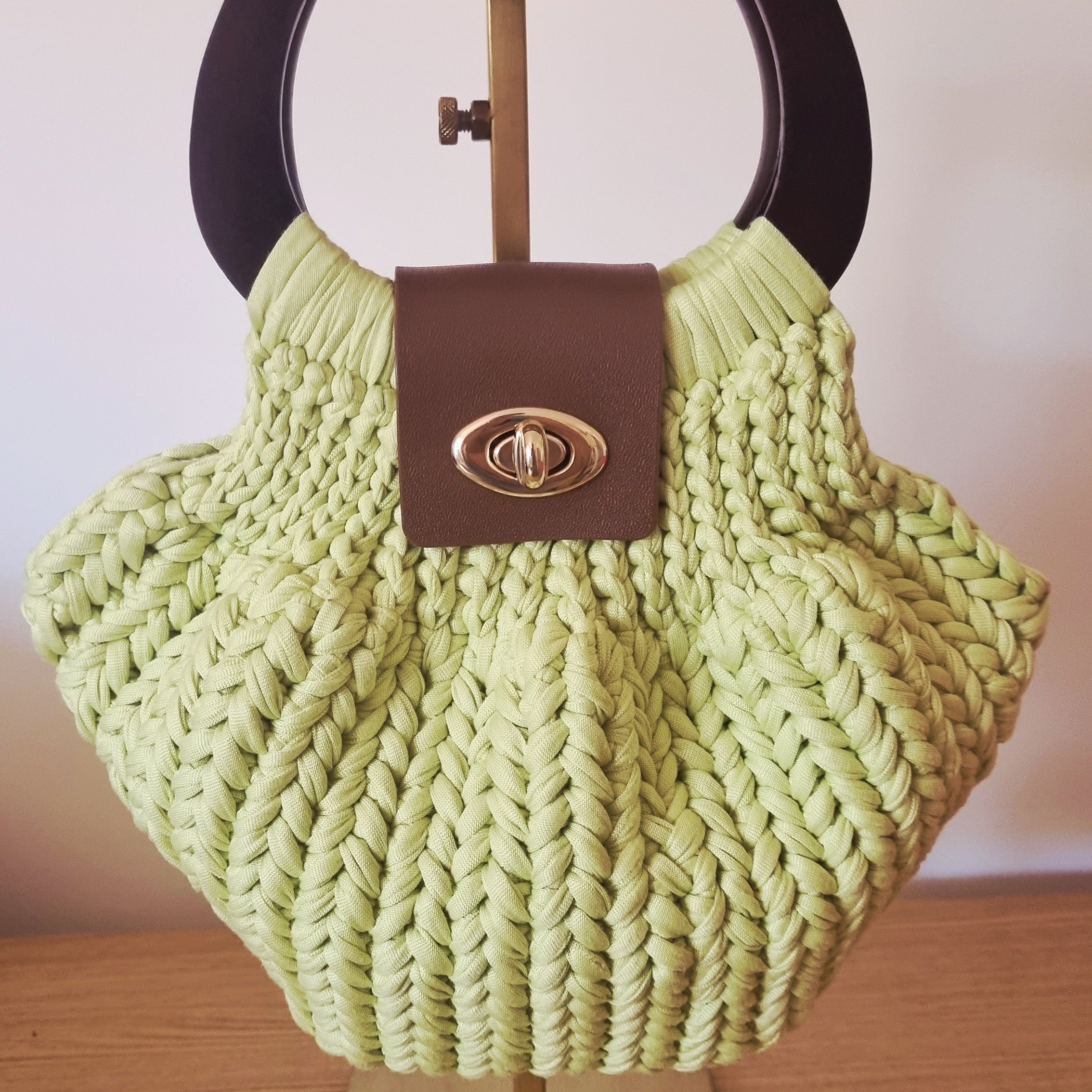 Coastal Loops – Handmade Crochet Luna Clasp Handbag – Colour Collection