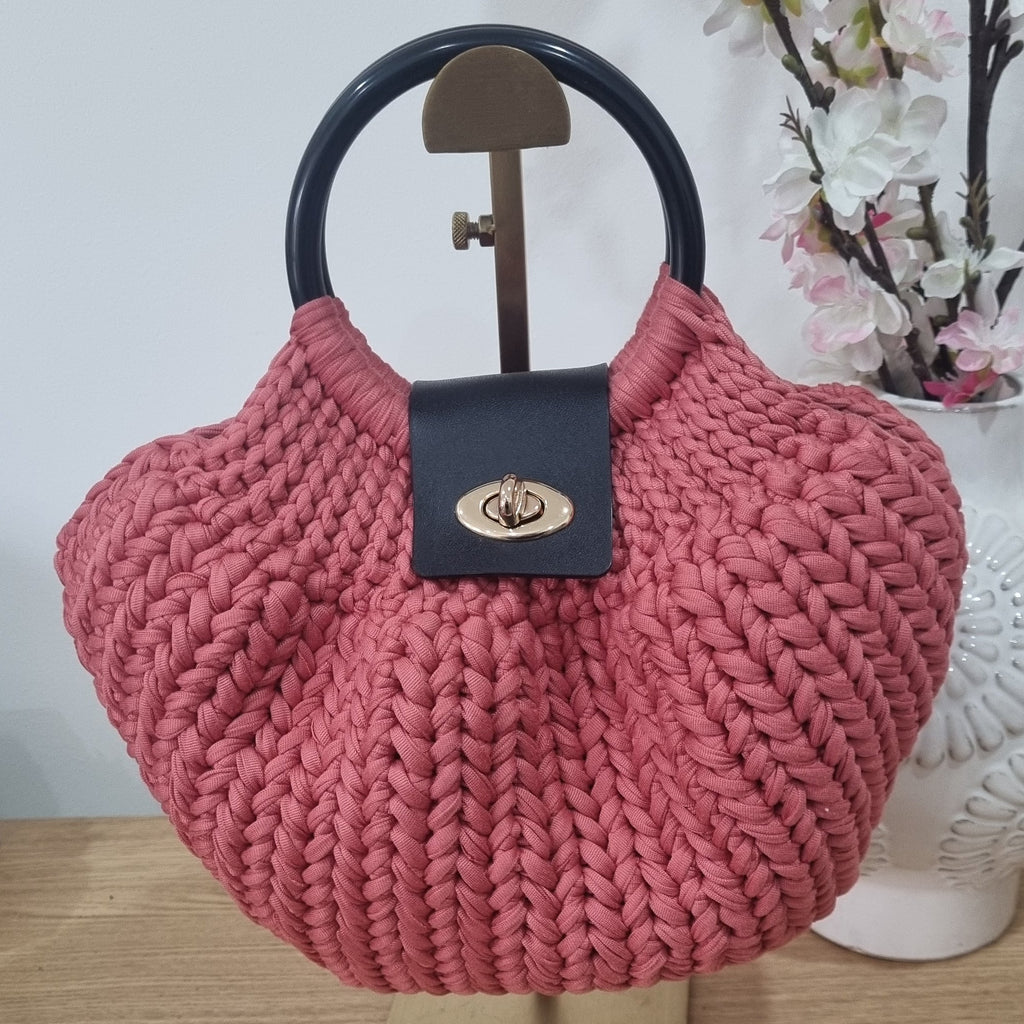 Coastal Loops – Handmade Crochet Luna Clasp Handbag – Colour Collection