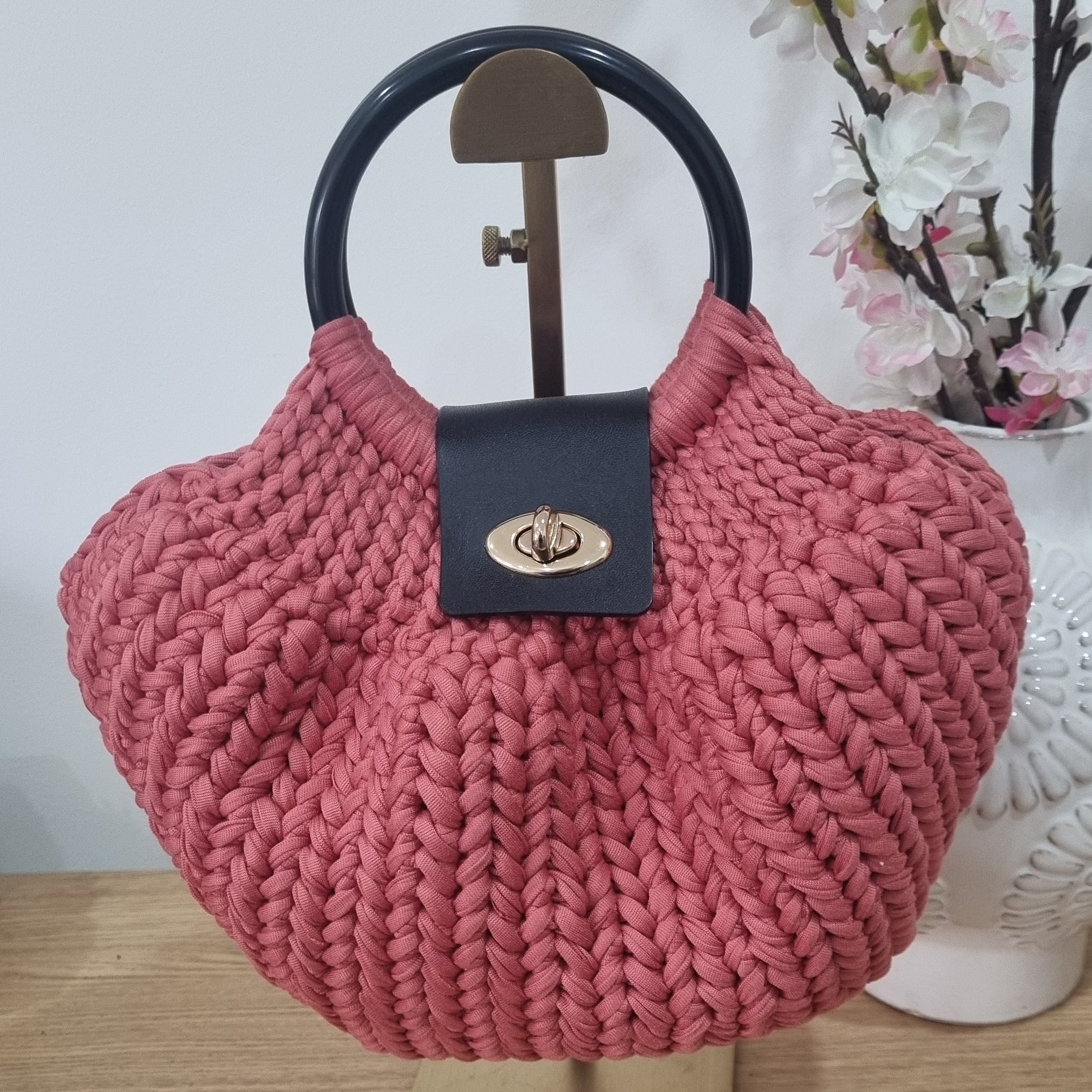 Coastal Loops – Handmade Crochet Luna Clasp Handbag – Colour Collection