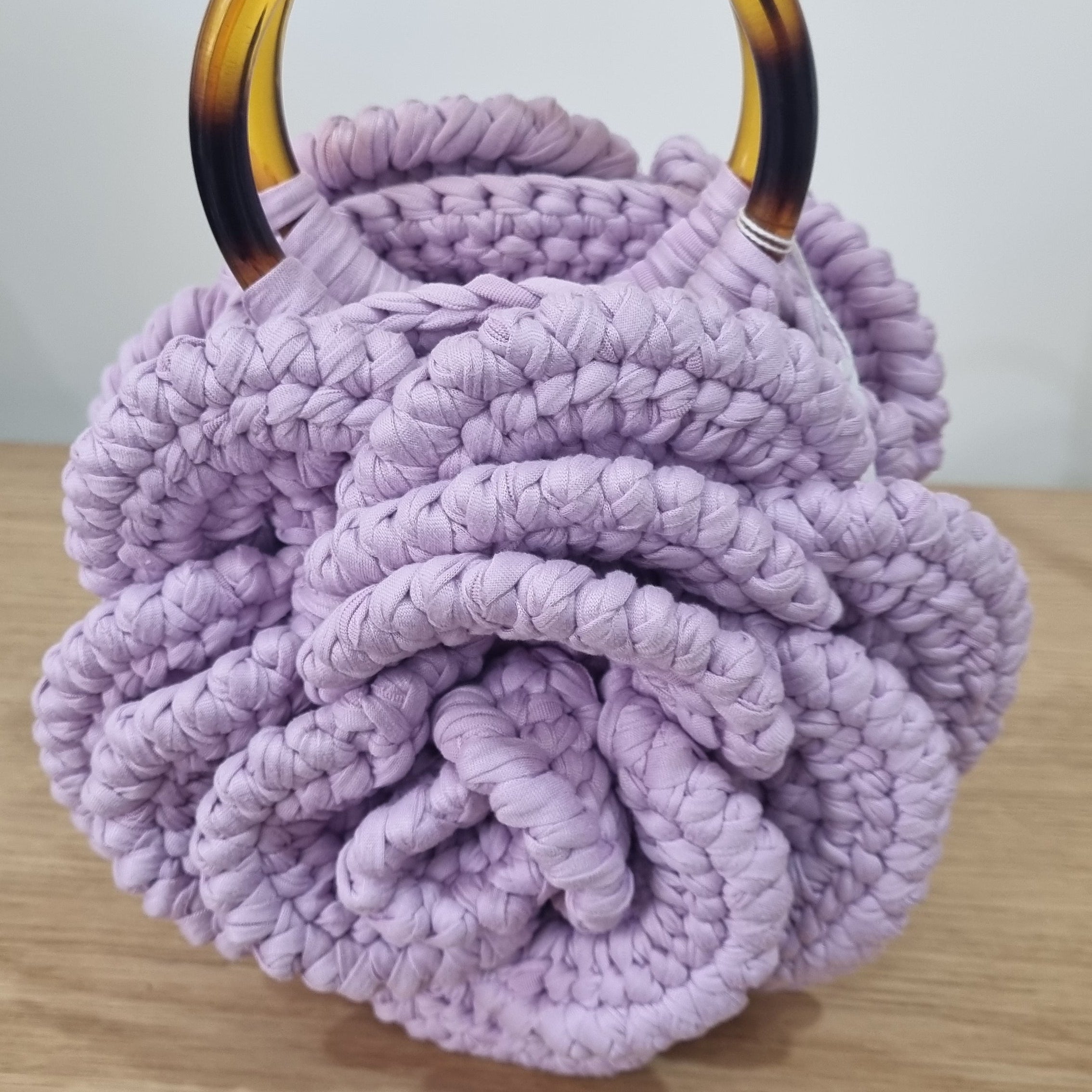 Coastal Loops – Lavender Bloom Shell Bag – Handmade Crochet Statement Handbag