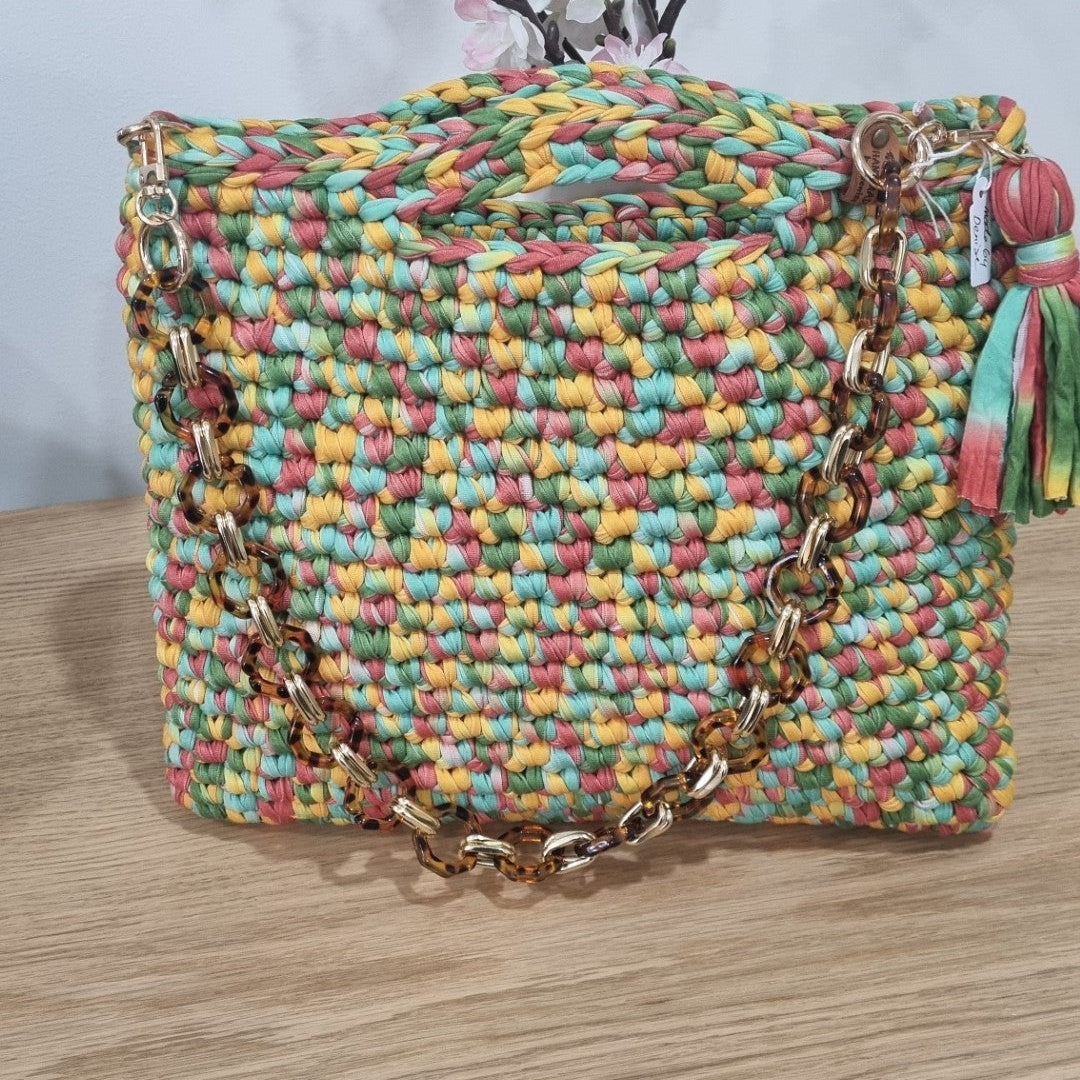 Coastal Loops – Handmade Crochet Shoulder Bag (Island Breeze)