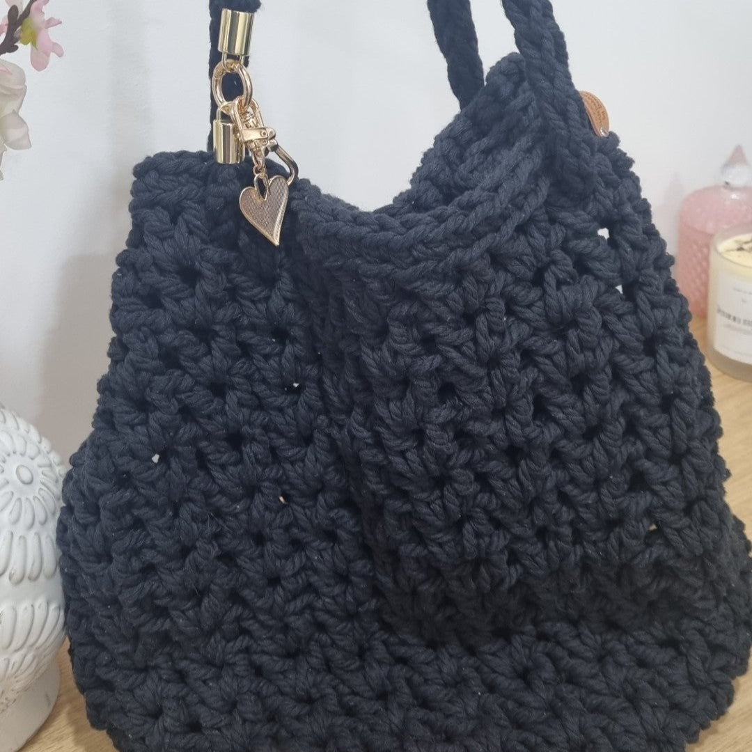 Coastal Loops – Handmade Crochet Tote (Midnight Charm)