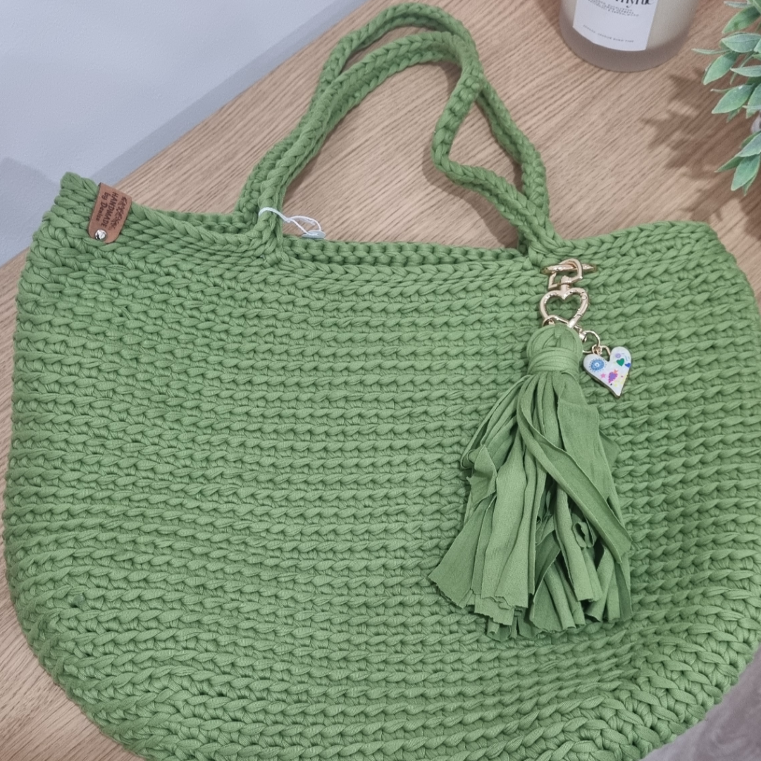 Coastal Loops – Handmade Crochet Tote - Meadow Green
