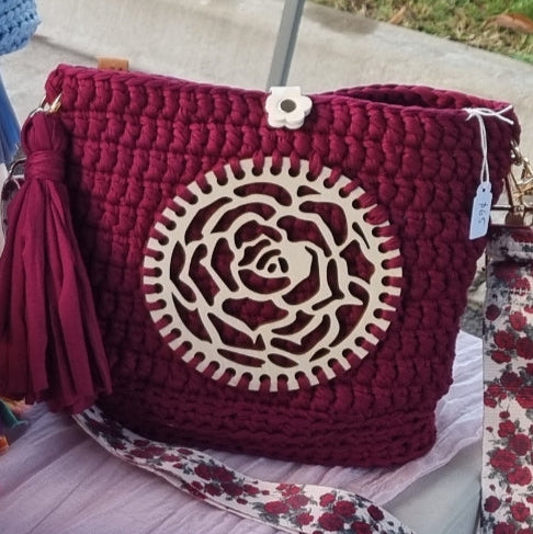 Coastal Loops – Handmade Crochet Medallion Bag – Rosewood Charm