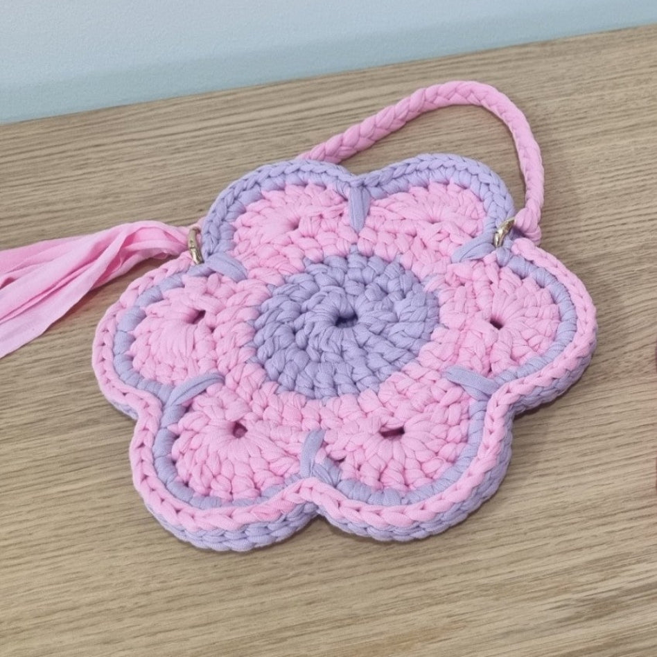 Coastal Loops – Handmade Crochet Flower Accessory (Pink & Lilac)