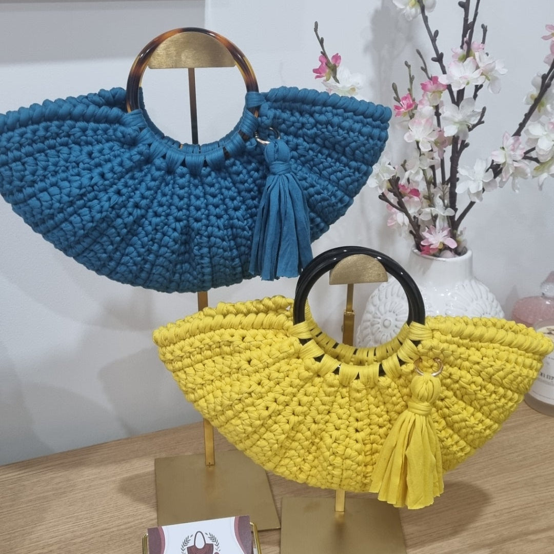 Coastal Loops – Handmade Crochet Half Moon Bag